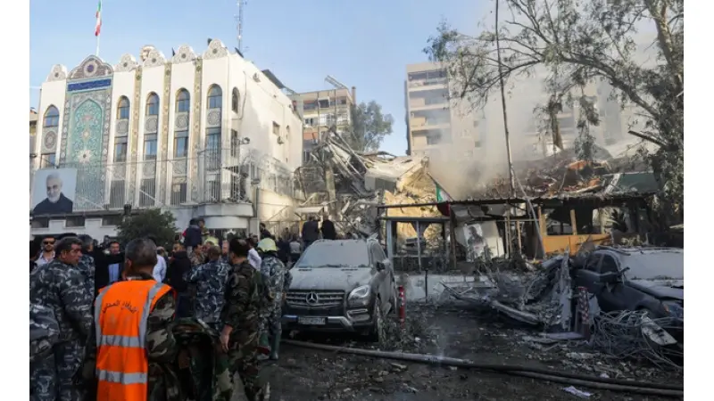 זירת חיסול הבכירים האיראנים בדמשק, שיוחסה לישראל|צילום: LOUAI BESHARA/AFP via Getty Images