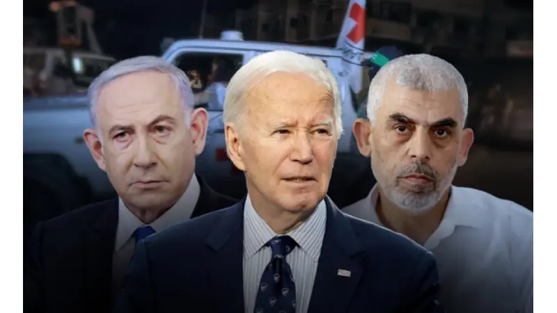 פרטים נוספים על המגעים לעסקת חטופים. סינוואר, ביידן, נתניהו|צילום: פלאש 90